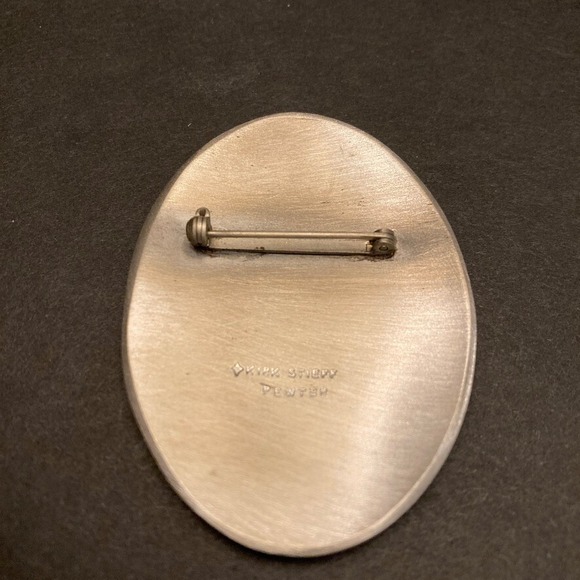 Vintage Kirk Stieff Pewter Brooch Pin Oval Floral "Autumn" Original Box USA - Picture 10 of 12